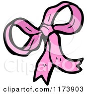 Cartoon Of A Pink Ribbon Bow Royalty Free Vector Clipart by lineartestpilot