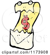 Cartoon Of A Bill Mascot In An Envelope Royalty Free Vector Clipart by lineartestpilot