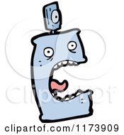 Cartoon Of A Screaming Blue Spray Paint Bottle Royalty Free Vector Clipart by lineartestpilot