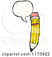 Cartoon Of Talking Pencil With Conversation Bubble Royalty Free Vector Illustration