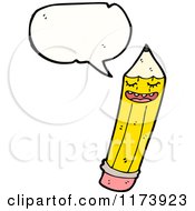 Cartoon Of Talking Pencil With Conversation Bubble Royalty Free Vector Illustration