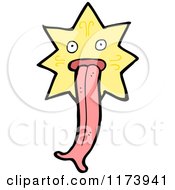 Cartoon Of A Yellow Star Sticking Out A Forked Tongue Royalty Free Vector Clipart