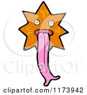 Cartoon Of An Orange Star Sticking Out A Forked Tongue Royalty Free Vector Clipart