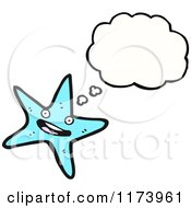 Aqua Starfish Character Beside A Blank Thought Cloud