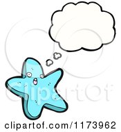 Starfish Character Next To A Blank Thought Cloud