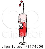 Cartoon Of A Screaming Syringe With Blood Royalty Free Vector Clipart by lineartestpilot