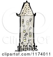 Cartoon Of A Tower House Royalty Free Vector Clipart by lineartestpilot