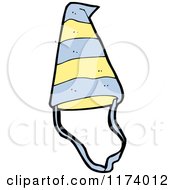 Cartoon Of A Blue And Yellow Party Hat Royalty Free Vector Clipart by lineartestpilot