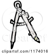 Cartoon Of A Drafting Compass Mascot Royalty Free Vector Clipart