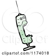 Cartoon Of A Screaming Syringe With Green Fluid Royalty Free Vector Clipart