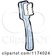 Cartoon Of A Blue Toothbrush Royalty Free Vector Clipart by lineartestpilot