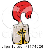 Cartoon Of A Knight Helmet With A Red Plume Royalty Free Vector Clipart