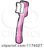 Cartoon Of A Pink Toothbrush Royalty Free Vector Clipart by lineartestpilot