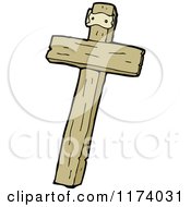 Cartoon Of A Wooden Cross Royalty Free Vector Clipart by lineartestpilot