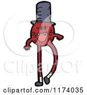Cartoon Of A Red Character Wearing A Top Hat Royalty Free Vector Clipart
