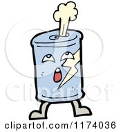 Cartoon Of A Surprised Blue Can With Liquid Spraying Out Of The Top Royalty Free Vector Clipart by lineartestpilot