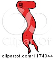 Cartoon Of A Long Red Banner Royalty Free Vector Clipart by lineartestpilot