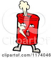 Cartoon Of A Surprised Red Can With Liquid Spraying Out Of The Top Royalty Free Vector Clipart by lineartestpilot