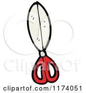 Cartoon Of A Pair Of Red Scissors Royalty Free Vector Clipart by lineartestpilot