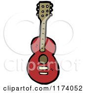 Cartoon Of A Red Guitar Royalty Free Vector Clipart by lineartestpilot