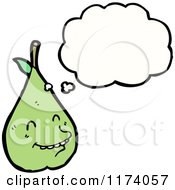 Cartoon Of Green Pear With Conversation Bubble Royalty Free Vector Illustration