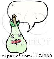 Cartoon Of Pear With Conversation Bubble Royalty Free Vector Illustration