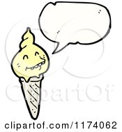 Cartoon Of Ice Cream Cone With Conversation Bubble Royalty Free Vector Illustration