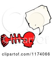 Poster, Art Print Of Red Fish Bone Skull With Conversation Bubble