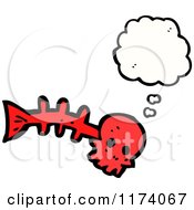 Cartoon Of Red Fish Bone Skull With Conversation Bubble Royalty Free Vector Illustration