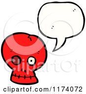 Cartoon Of Red Skull With Conversation Bubble Royalty Free Vector Illustration