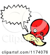 Cartoon Of Red Skull With Mustache And Conversation Bubble Royalty Free Vector Illustration