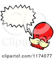 Cartoon Of Red Skull With Mustache And Conversation Bubble Royalty Free Vector Illustration