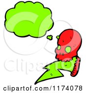 Cartoon Of Red Skull With Lightning Bolt And Conversation Bubble Royalty Free Vector Illustration