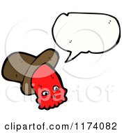 Poster, Art Print Of Red Skull With Hat And Conversation Bubble