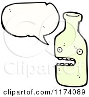 Cartoon Of Green Talking Bottle With Conversation Bubble Royalty Free Vector Illustration