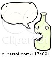 Cartoon Of Green Talking Bottle With Conversation Bubble Royalty Free Vector Illustration