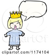 Cartoon Of Queen Or Princess With Conversation Bubble Royalty Free Vector Illustration