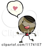 Cartoon Of Stick Man With Heart Conversation Bubble Royalty Free Vector Illustration by lineartestpilot