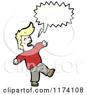 Cartoon Of Boy With Conversation Bubble Royalty Free Vector Illustration