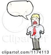 Cartoon Of Blonde Man Yelling With Conversation Bubble Royalty Free Vector Illustration by lineartestpilot