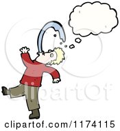 Cartoon Of Blonde Man With Conversation Bubble Spitting Royalty Free Vector Illustration by lineartestpilot