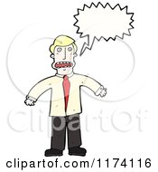 Cartoon Of Blonde Businessman With Conversation Bubble Royalty Free Vector Illustration by lineartestpilot