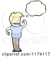 Cartoon Of Blonde Man With Conversation Bubble Royalty Free Vector Illustration by lineartestpilot