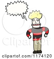 Cartoon Of Blonde Man With Conversation Bubble Royalty Free Vector Illustration by lineartestpilot