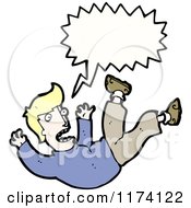Cartoon Of Blonde Man Falling With Conversation Bubble Royalty Free Vector Illustration by lineartestpilot
