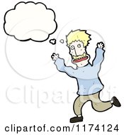 Cartoon Of Blonde Man Running With Conversation Bubble Royalty Free Vector Illustration by lineartestpilot