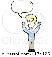 Cartoon Of Blonde Man With Conversation Bubble Royalty Free Vector Illustration