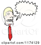 Cartoon Of Blonde Mans Head With Conversation Bubble Royalty Free Vector Illustration