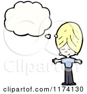 Cartoon Of Blonde Woman With Conversation Bubble Royalty Free Vector Illustration by lineartestpilot