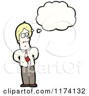 Cartoon Of Blonde Businessman With Conversation Bubble Royalty Free Vector Illustration by lineartestpilot
